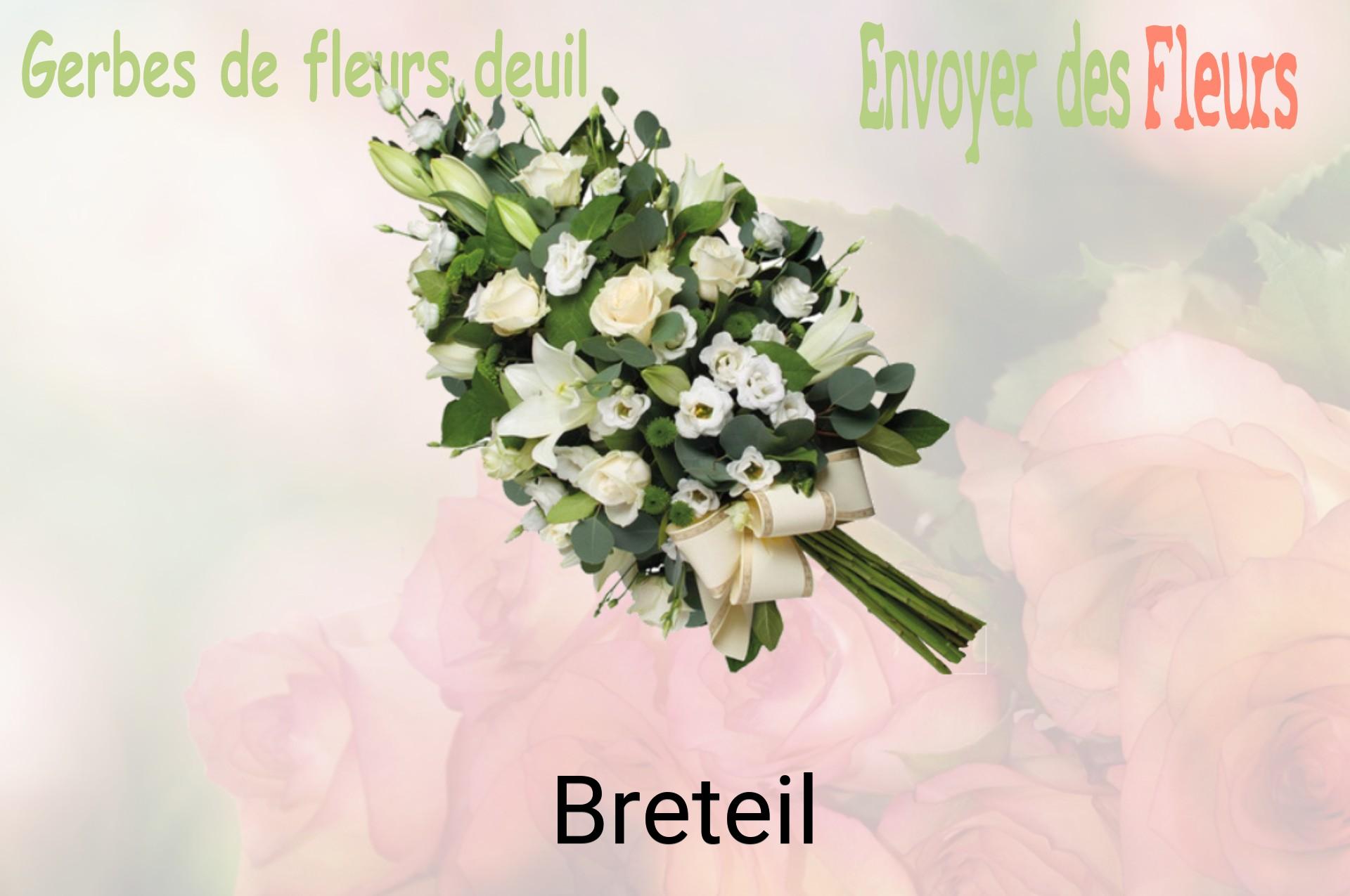 Gerbe de fleurs de deuil livrée à Breteil
